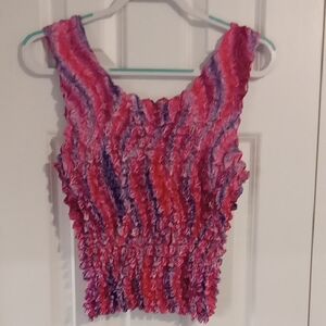 Colorful Crinkle Sleeveless Top